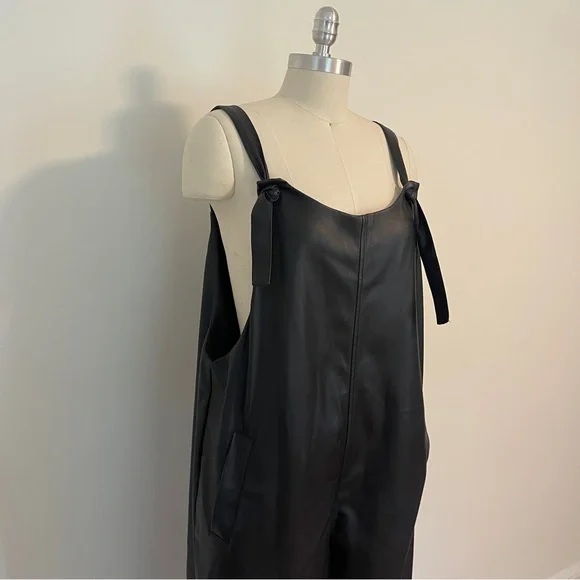 Anthropologie Faux Leather Jumpsuit